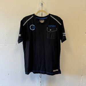 Coogi Australia Mens XXL Black V-Neck T-Shirt Tee Blue Contrast Stitch